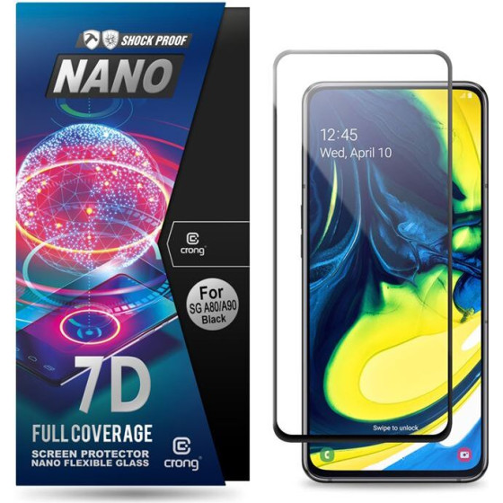 Crong 7D Nano Flexible Glass - Full Coverage Hybrid Screen Protector 9H Samsung Galaxy A80 / A90 - (CRG-7DNANO-SGA90)