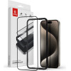 Crong Anti-Bacterial 3D Armour Glass - 9H Full Screen Tempered Glass For Iphone 15 Pro + Installation Frame - (CRG-AB3DAG-IP15P)