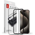 Crong Anti-Bacterial 3D Armour Glass - 9H Full Screen Tempered Glass For Iphone 15 Pro Max + Installation Frame - (CRG-AB3DAG-IP15PM)