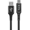 Crong Armor Link - USB-A To USB-C 60W 3A Braided Cable Power Delivery Fast Charging 25cm (Black) - (CRG-AL025USAC-BLK)