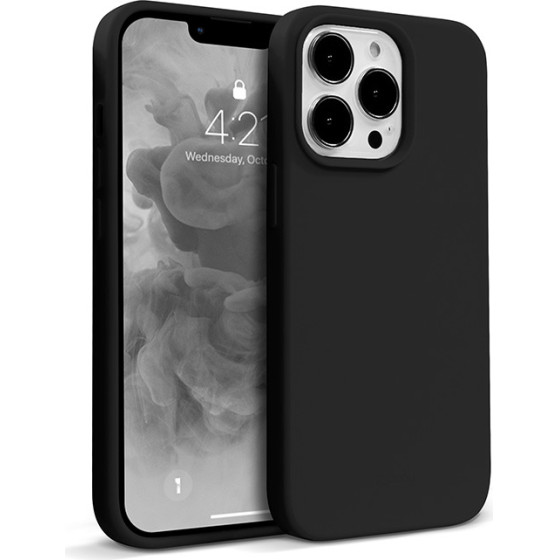 Crong Color Cover Liquid Silicone Case For Iphone 13 Pro (Black) - (CRG-COLR-IP1361P-BLK)