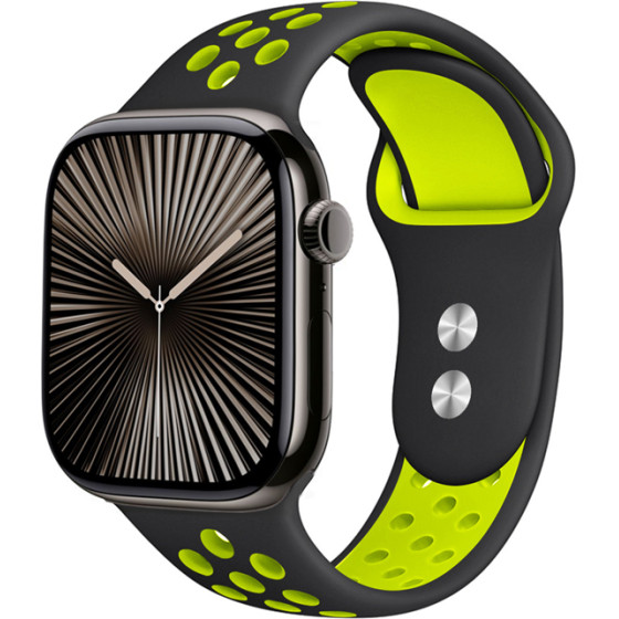 Crong Duo Sport - Strap For Apple Watch 38/40/41/42 Mm (black/lime) - (CRG-40DSB-YLW)