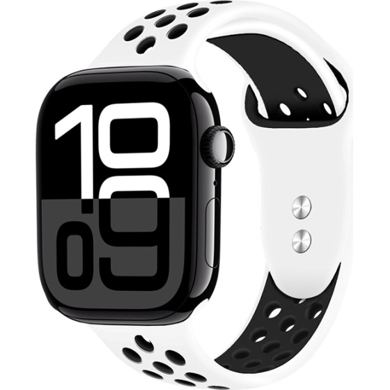 Crong Duo Sport - Strap For Apple Watch 44/45/46/49 Mm (white/black) - (CRG44DSBWHI)