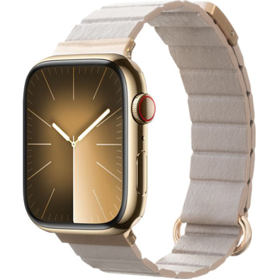 Crong Eclipse - Leather Magnetic Strap For Apple Watch 38/40/41/42 Mm (beige) - (CRG-40ECL-BGE)