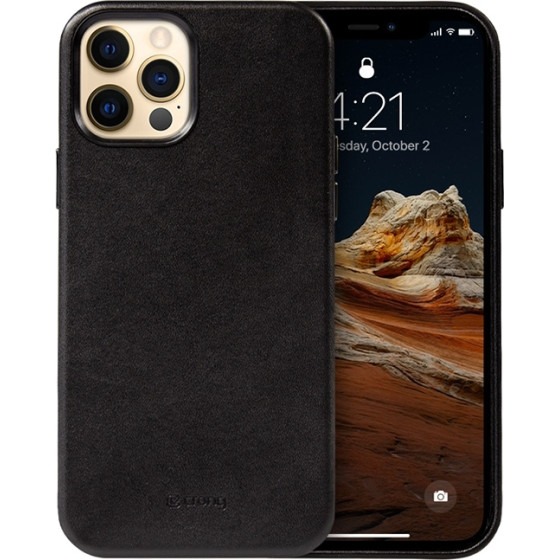 Crong Essential Cover - Leather Case For Iphone 12 Pro Max (Black) - (CRG-ESS-IP1267-BLK)