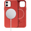 Crong Essential Cover Magnetic - Leather Case For Iphone 12 / Iphone 12 Pro Magsafe (Red) - (CRG-ESSM-IP1261-RED)
