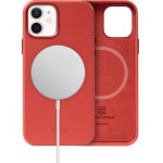 Crong Essential Cover Magnetic - Leather Case For Iphone 12 / Iphone 12 Pro Magsafe (Red) - (CRG-ESSM-IP1261-RED)