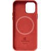 Crong Essential Cover Magnetic - Leather Case For Iphone 12 / Iphone 12 Pro Magsafe (Red) - (CRG-ESSM-IP1261-RED)