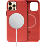 Crong Essential Cover Magnetic - Leather Case For Iphone 12 Pro Max Magsafe (Red) - (CRG-ESSM-IP1267-RED)