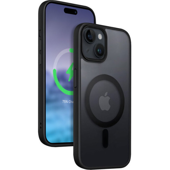 Crong Hybrid Frost Mag Cover - Case For Iphone 15 Plus Magsafe (Black) - (CRG-HFM-IP1567-BLK)