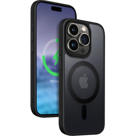 Crong Hybrid Frost Mag Cover - Case For Iphone 15 Pro Magsafe (Black) - (CRG-HFM-IP1561P-BLK)