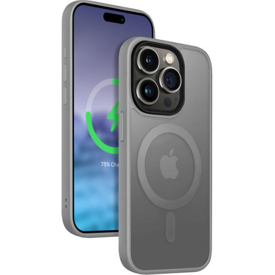 Crong Hybrid Frost Mag Cover - Case For Iphone 15 Pro Max Magsafe (Grey) - (CRG-HFM-IP1567P-LGR)