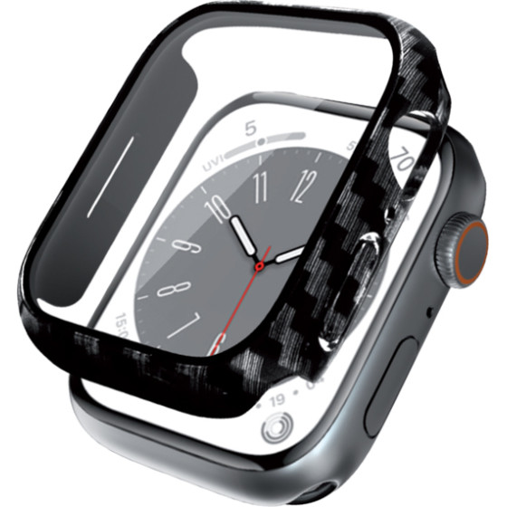 Crong Hybrid Watch Case - Case With Glass For Apple Watch 45mm (Carbon) - (CRG-45HS-CRB)