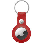 Crong Leather Case With Key Ring - Leather Protective Pendant Case For Apple Airtag (Red) - (CRG-ATL-RED)