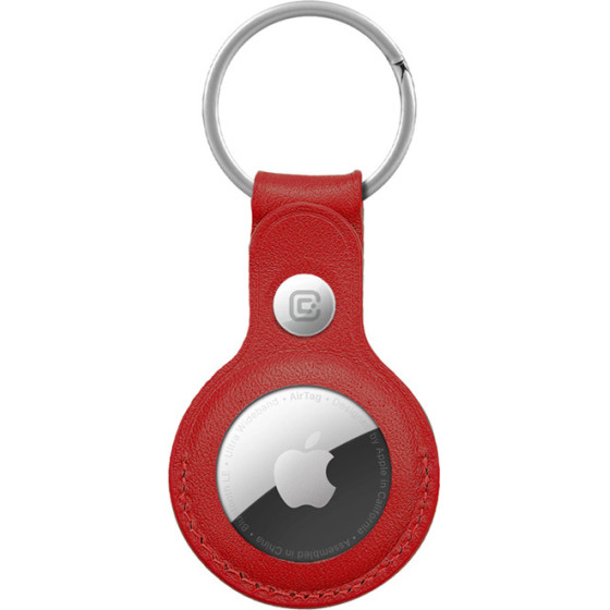 Crong Leather Case With Key Ring - Leather Protective Pendant Case For Apple Airtag (Red) - (CRG-ATL-RED)