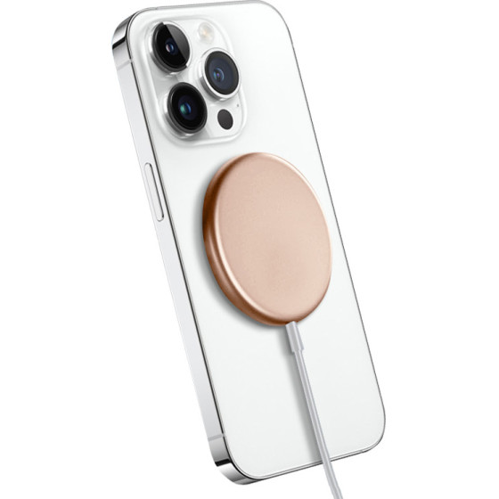Crong Magspot - Aluminium Wireless Charger Magsafe (Gold) - (CRG-MS15W-GLD)