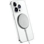 Crong Magspot - Aluminium Wireless Charger Magsafe (Silver White) - (CRG-MS15W-SLV)