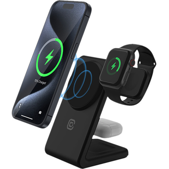 Crong Magspot Pivot Stand - Magsafe Charger For iPhone, Apple Watch And Airpods (Shadow Black) - (CRG-MSPS-BLK)