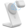 Crong Magspot Stand - 2-in-1 Wireless Charger With Magsafe For Iphone And Airpods (Snow White) - (CRG-MSS-WHT)