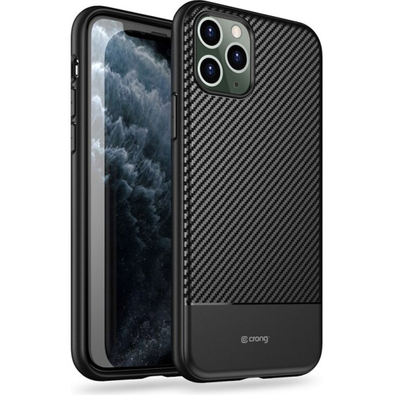 Crong Prestige Carbon Cover - Protective Case For Iphone 11 Pro Max (Black) - (CRG-CARB-IP11PM-BLK)