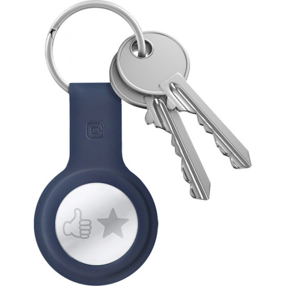 Crong Silicone Case With Key Ring - Protective Case For Apple Airtag Key Ring (Navy Blue) - (CRG-ATS-BLUE)