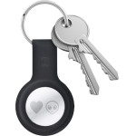 Crong Silicone Case With Key Ring - Protective Case For Key Ring For Apple Airtag (Black) - (CRG-ATS-BLK)