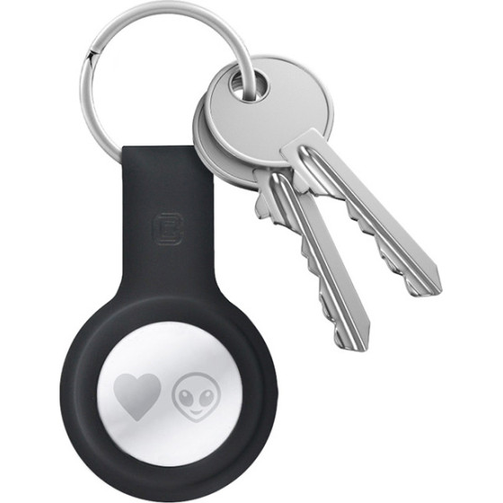 Crong Silicone Case With Key Ring - Protective Case For Key Ring For Apple Airtag (Black) - (CRG-ATS-BLK)