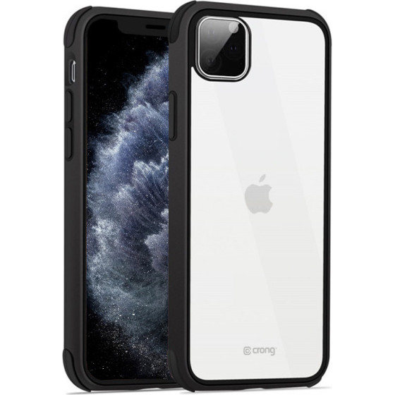 Crong Trace Clear Cover - Hybrid Protective Case For Iphone 11 Pro (Black/Black) - (CRG-TRC-IP11P-BB)