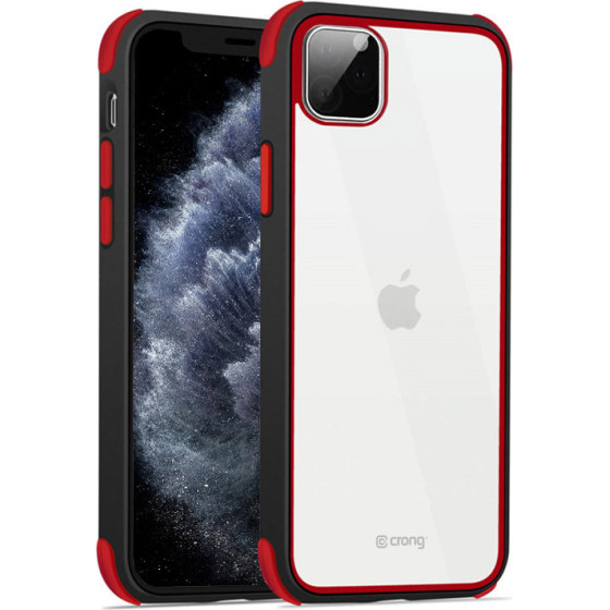 Crong Trace Clear Cover - Hybrid Protective Case For Iphone 11 Pro (Black/Red) - (CRG-TRC-IP11P-BR)