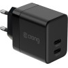 Crong Ultra Compact Gan - Wall Charger 2x USB-C Power Delivery 35W (Black) - (CRG-GNCC35-BLK)
