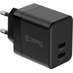 Crong Ultra Compact Gan - Wall Charger 2x USB-C Power Delivery 35W (Black) - (CRG-GNCC35-BLK)
