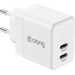 Crong Ultra Compact Gan - Wall Charger 2x USB-C Power Delivery 35W (White) - (CRG-GNCC35-WHI)