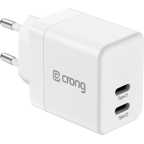 Crong Ultra Compact Gan - Wall Charger 2x USB-C Power Delivery 35W (White) - (CRG-GNCC35-WHI)