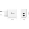 Crong Ultra Compact Gan - Wall Charger 2x USB-C Power Delivery 35W (White) - (CRG-GNCC35-WHI)