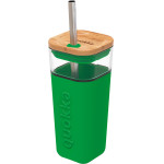 Quokka Liquid Cube - Glass Mug 540 Ml With Stainless Steel Straw (Green) - (40061)