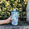 Quokka Mist - Stainless Steel Thermal Mug 720 Ml With Straw (Violet Blooms) - (40165)
