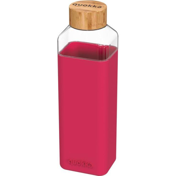 Quokka Storm - Glass Rounded Bottle With Silicone Cover 700ml (Maroon) - (40025)