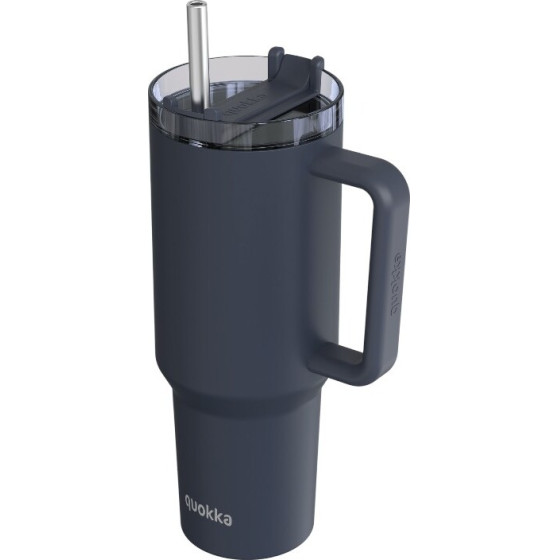 Quokka Stream - Stainless Steel Thermal Mug 1200 Ml With Straw (Black) - (40044)