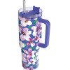 Quokka Stream - Stainless Steel Thermal Mug 1200 Ml With Straw (Flower Dusk) - (40042)