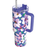Quokka Stream - Stainless Steel Thermal Mug 1200 Ml With Straw (Flower Dusk) - (40042)