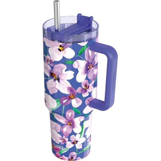 Quokka Stream - Stainless Steel Thermal Mug 1200 Ml With Straw (Flower Dusk) - (40042)
