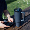 Quokka Stream - Stainless Steel Thermal Mug 950 Ml With Straw (Black) - (40034)