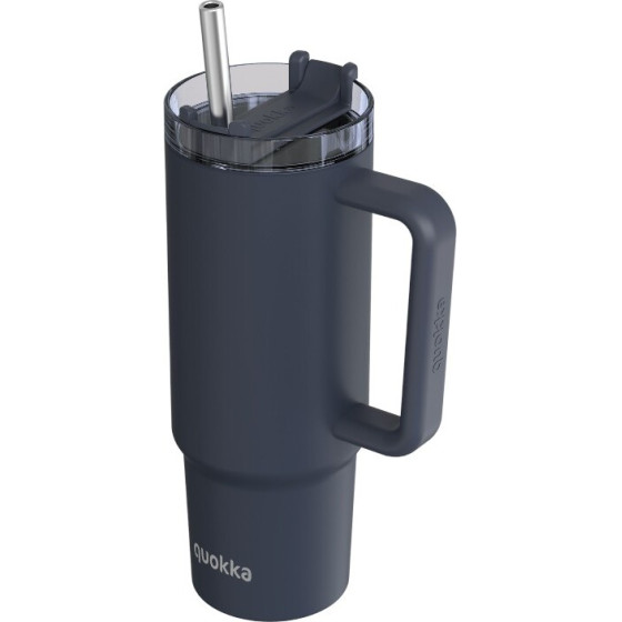 Quokka Stream - Stainless Steel Thermal Mug 950 Ml With Straw (Black) - (40034)