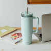 Quokka Stream - Stainless Steel Thermal Mug 950 Ml With Straw (Turquoise) - (40036)