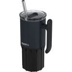 Quokka Umi - Stainless Steel Thermal Mug 720 Ml With Straw And Silicone Base (Black) - (40091)