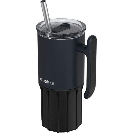 Quokka Umi - Stainless Steel Thermal Mug 720 Ml With Straw And Silicone Base (Black) - (40091)