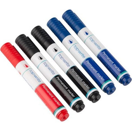 Topwrite - Set Of Permanent Markers 5 pcs. (Black/Blue/Red) - (E8711252985749)
