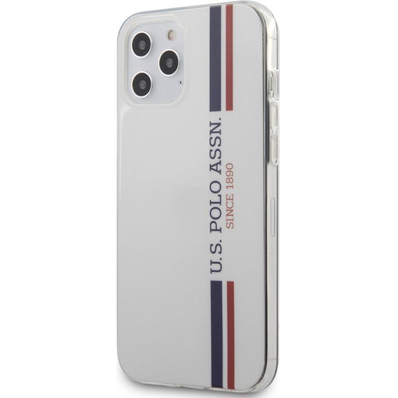 Us Polo Assn Shiny Tricolor Stripes - Case For Iphone 12 Pro Max (white) - (USHCP12LPCUSSWH)