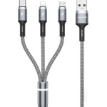Wekome WDC-119 Fython Series - 3-in-1 USB-A To Lightning + USB-C + Micro Usb Pd Connecting Cable 1.2 m (Silver) - (WK-WDC-119_SILVER)