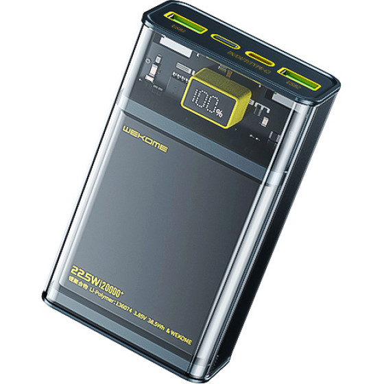 Wekome WP-321 Vanguard Series - Power Bank 20000 Mah Super Charging Pd 20W + Qc 22.5W (Black / Transparent) - (WK-WP-321)